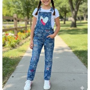 Desigual Denim Blue Overalls with Heart Design